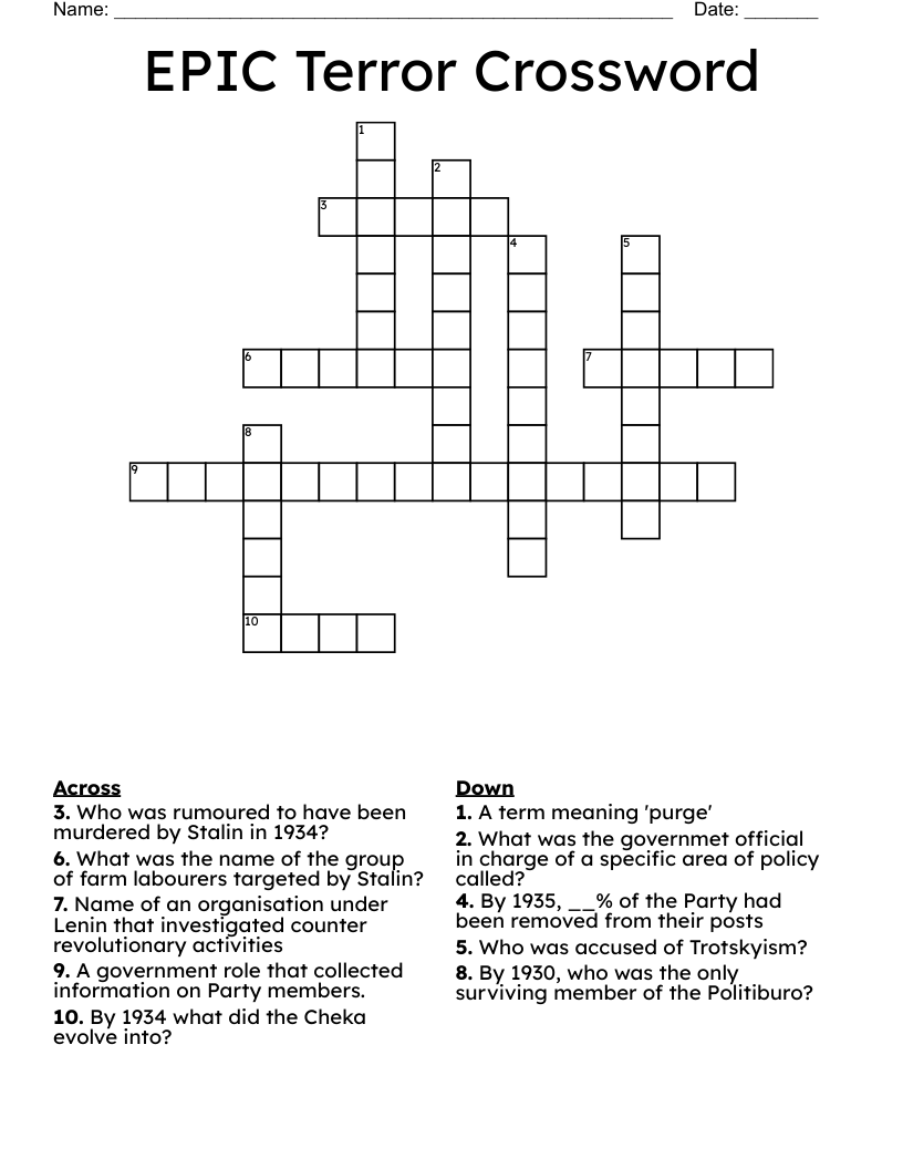 EPIC Terror Crossword