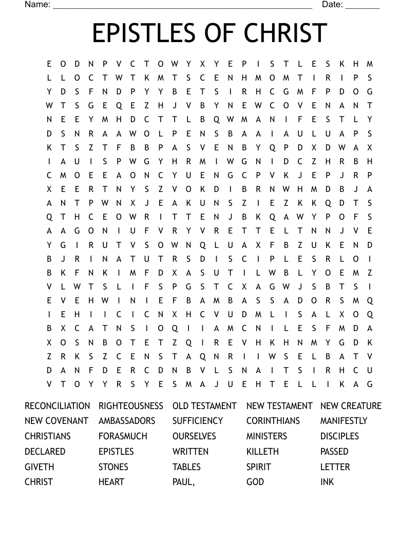 EPISTLES OF CHRIST Word Search