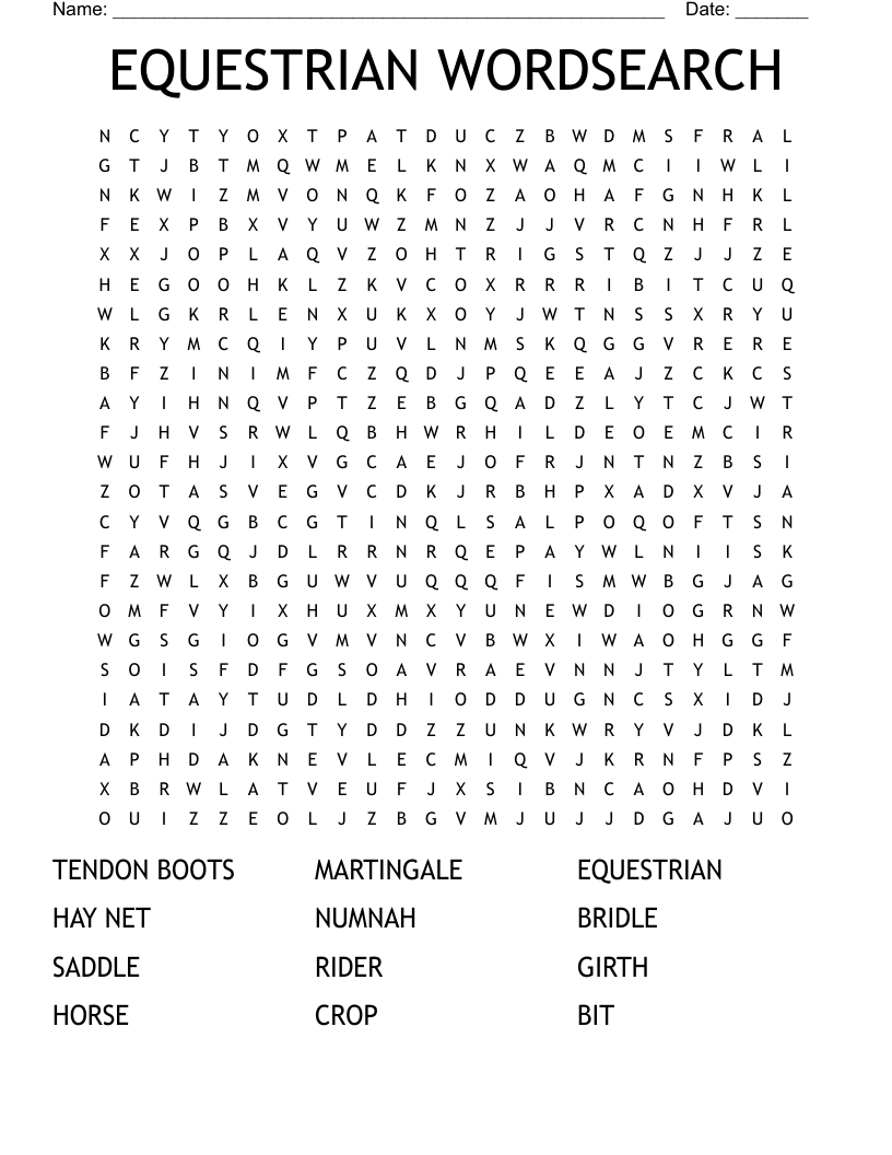 EQUESTRIAN WORDSEARCH