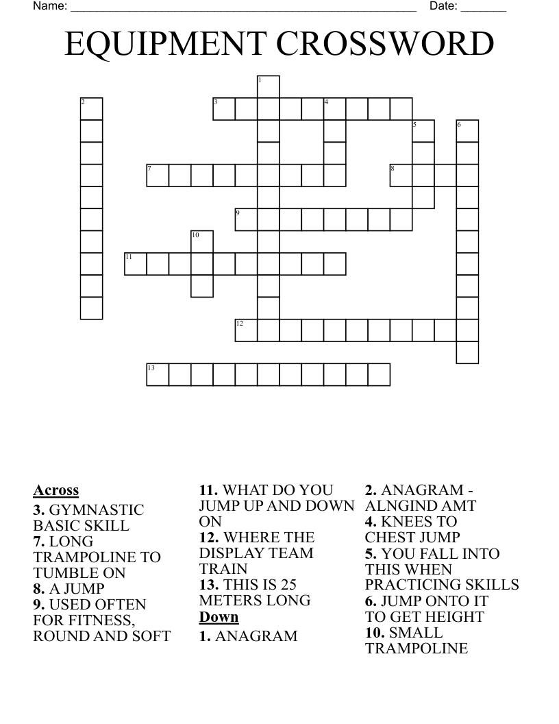 EQUIPMENT CROSSWORD