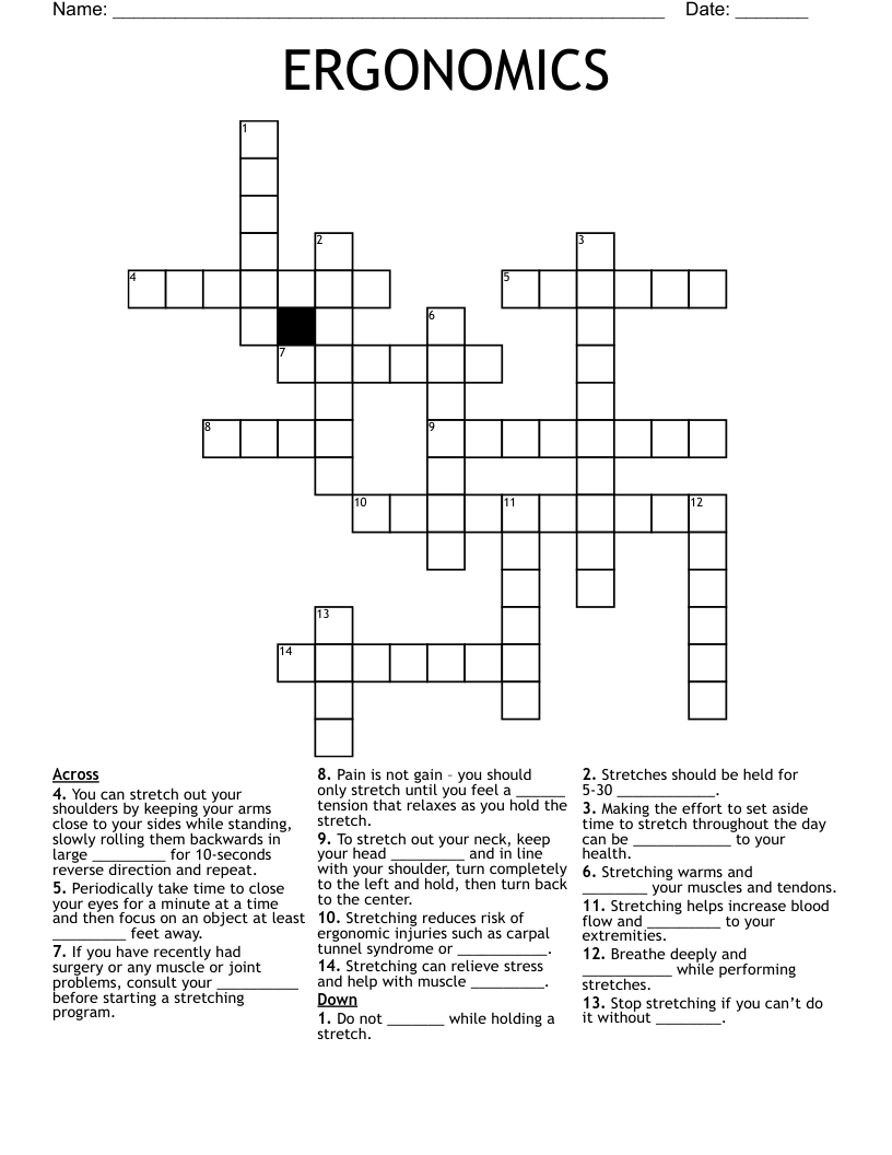 ERGONOMICS Crossword