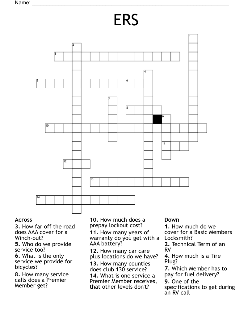 ERS Crossword