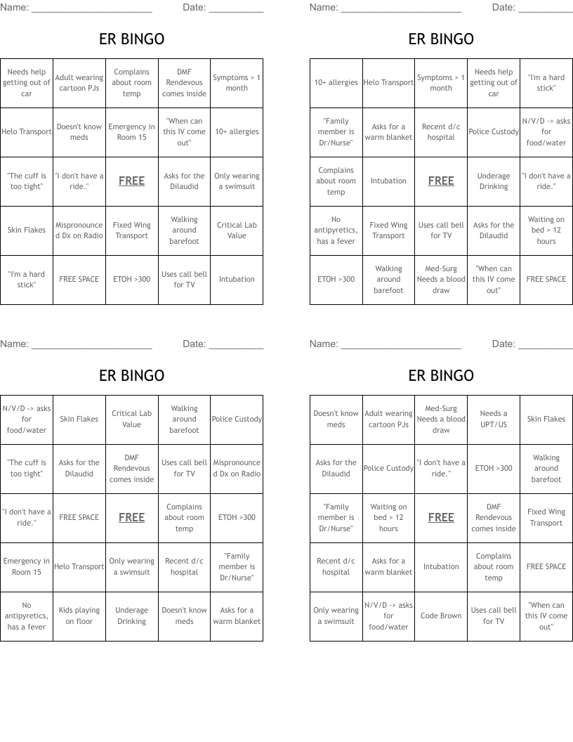 ER BINGO