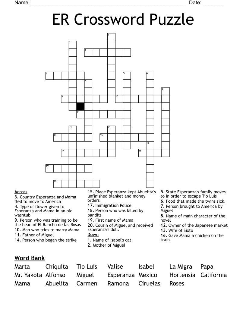 ER Crossword Puzzle