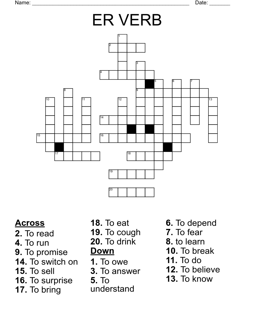 ER VERB Crossword