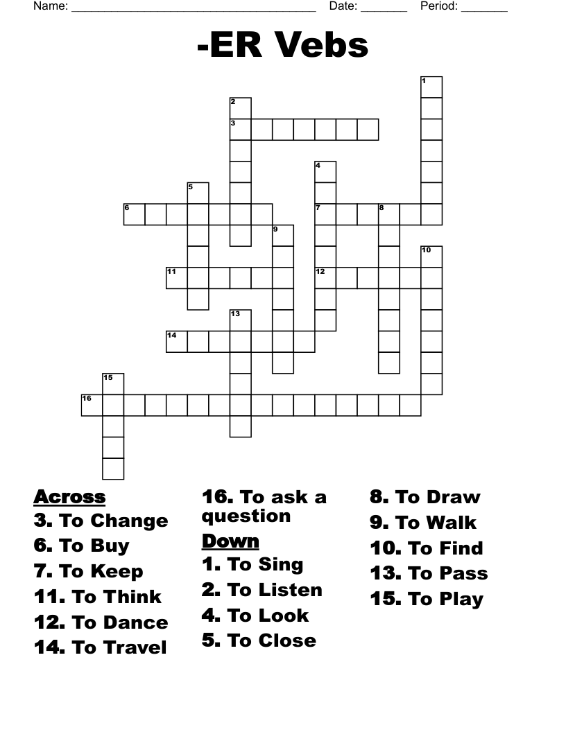 -ER Vebs Crossword