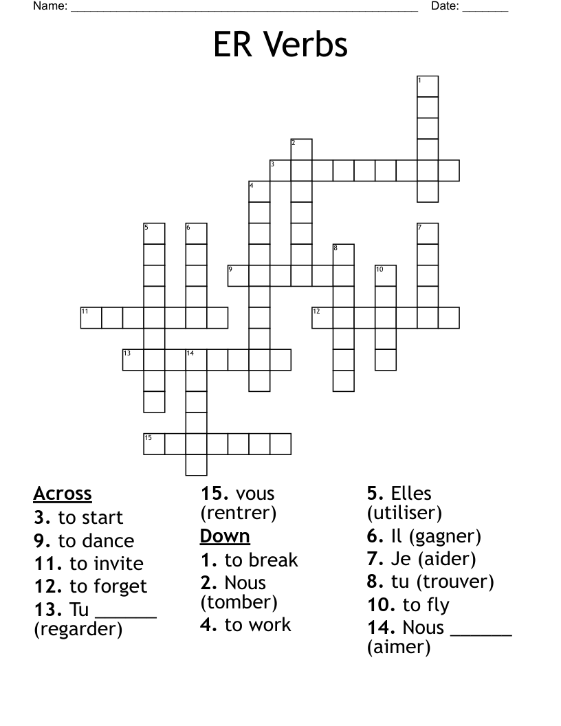 ER Verbs Crossword