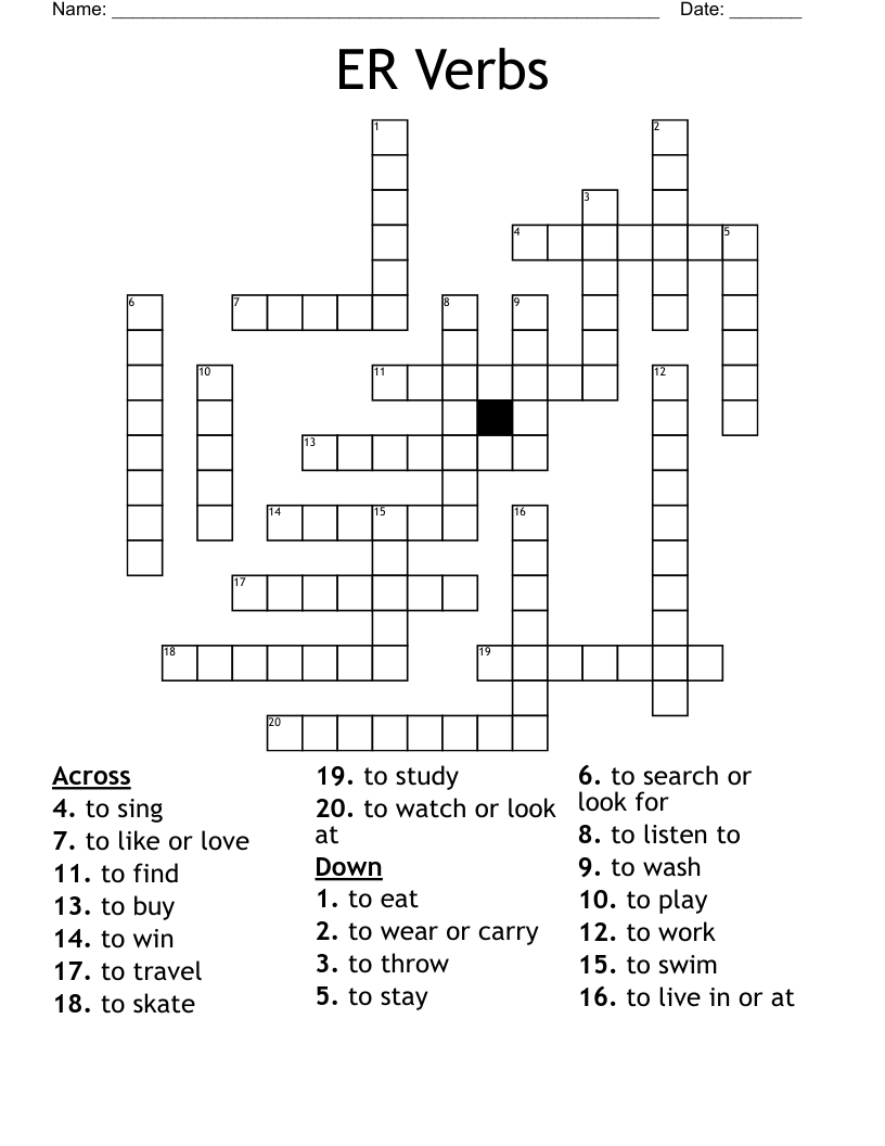 ER Verbs Crossword