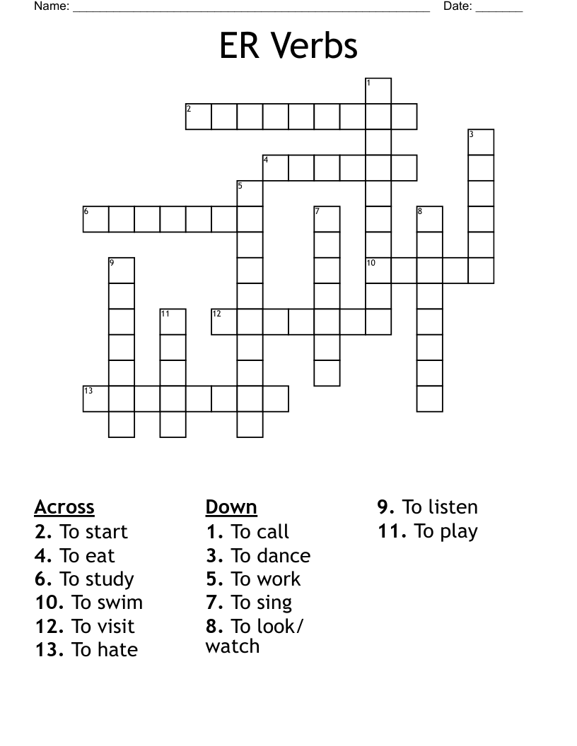 ER Verbs Crossword
