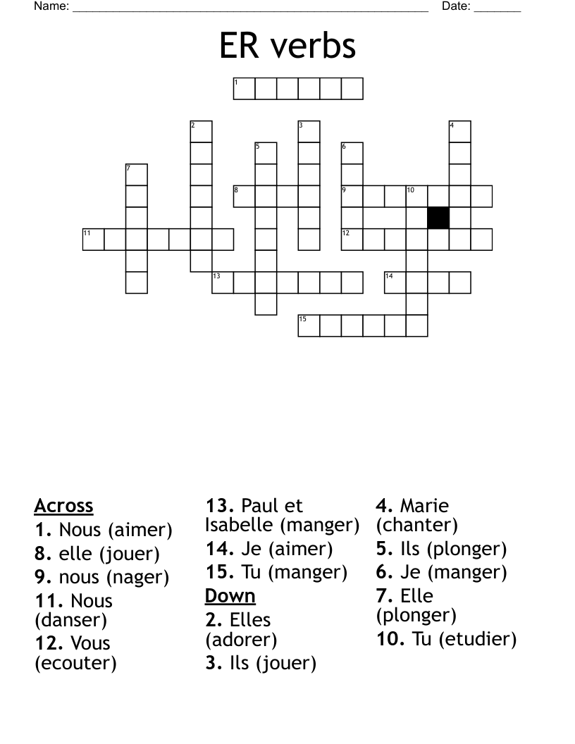 ER verbs Crossword
