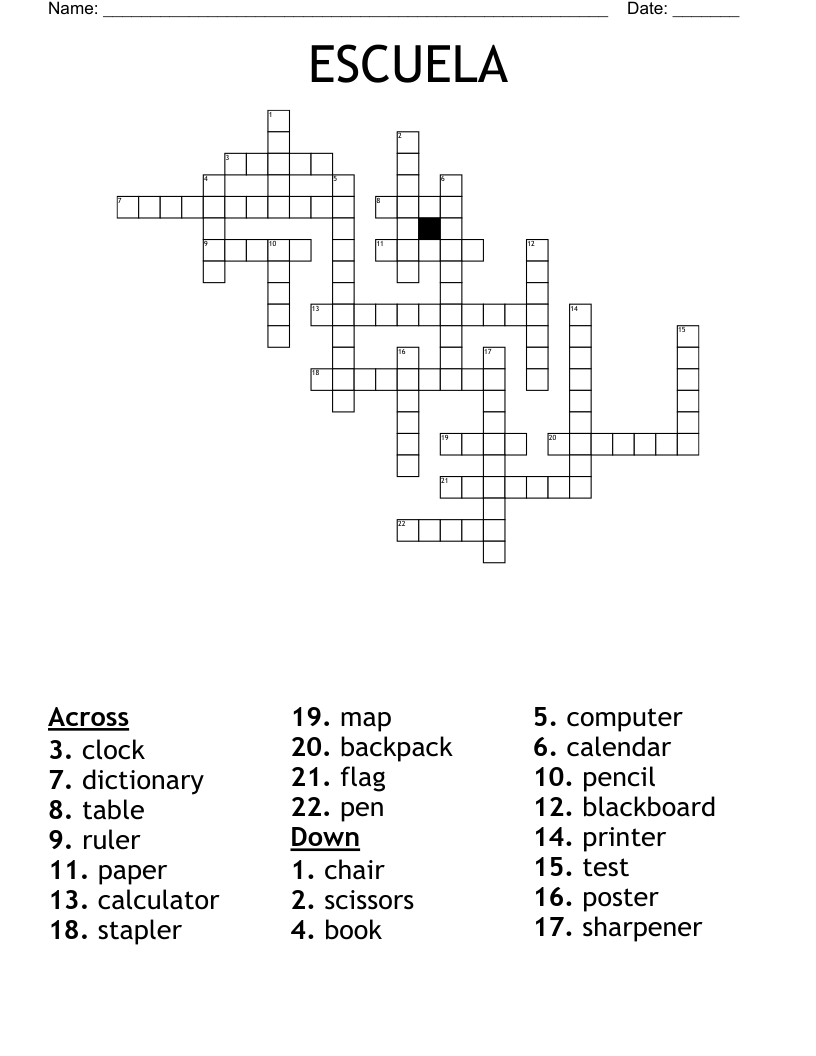 ESCUELA Crossword