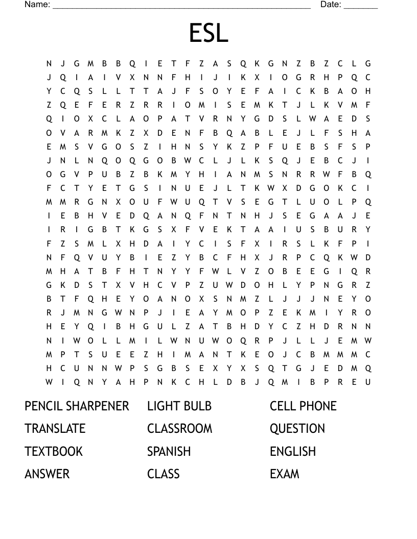 ESL Word Search