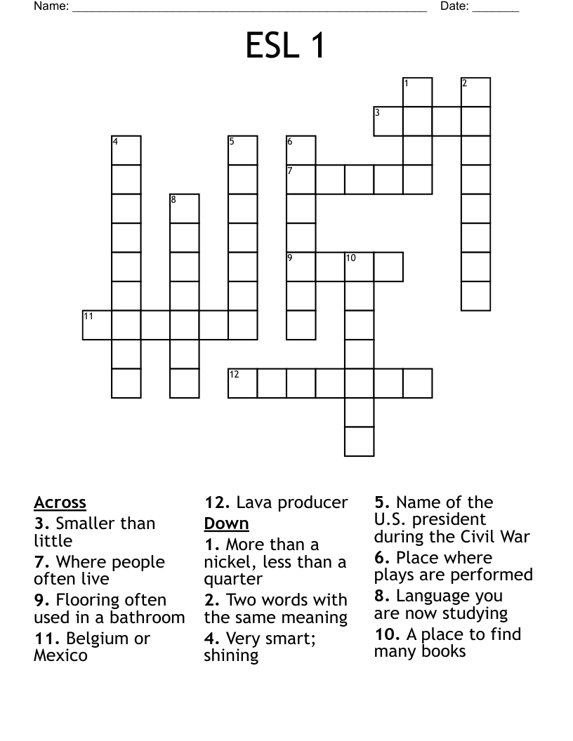 ESL 1 Crossword