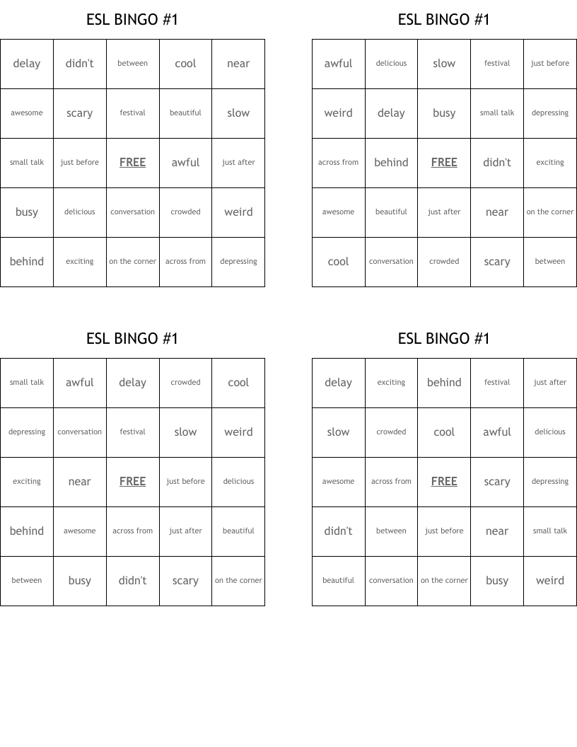 ESL BINGO #1