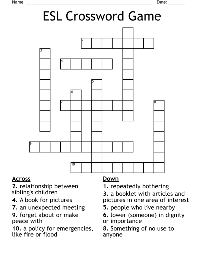 ESL Crossword Game