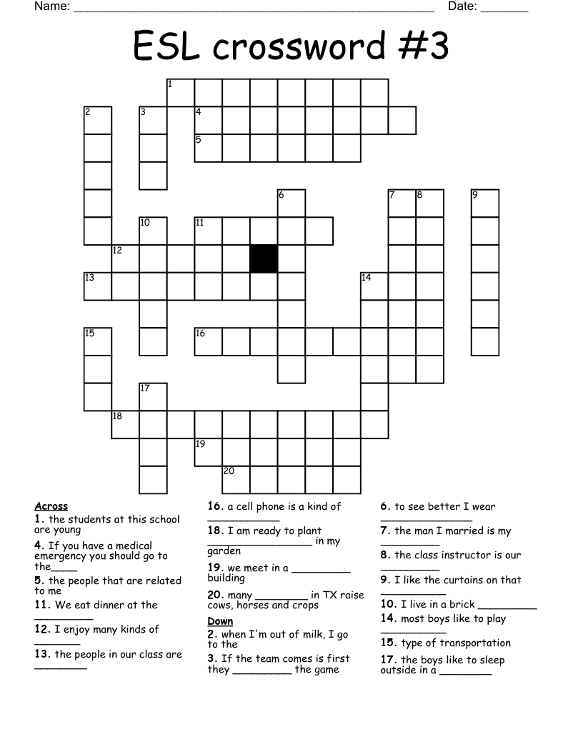 ESL crossword #3