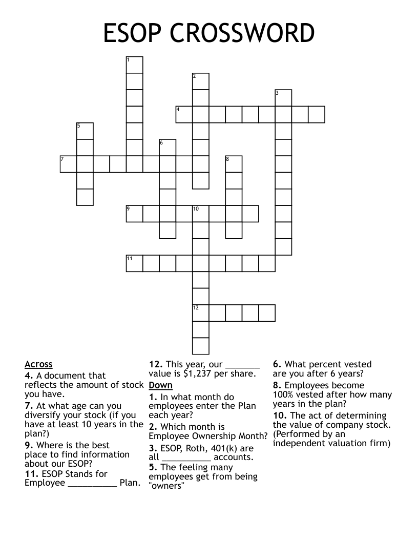 ESOP CROSSWORD