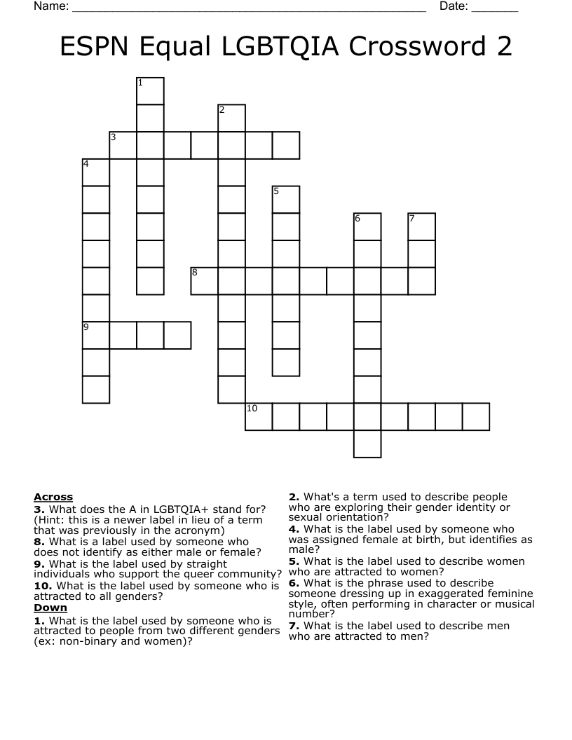 ESPN Equal LGBTQIA Crossword 2