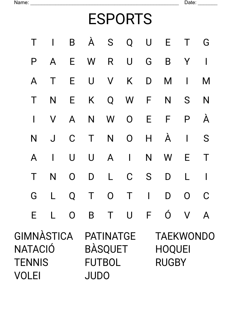 ESPORTS Word Search