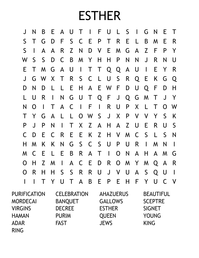 ESTHER Word Search