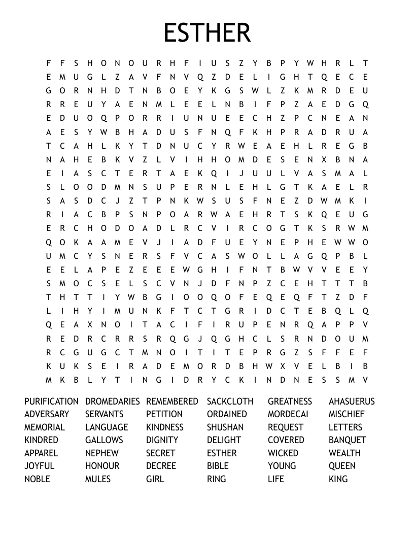 ESTHER Word Search