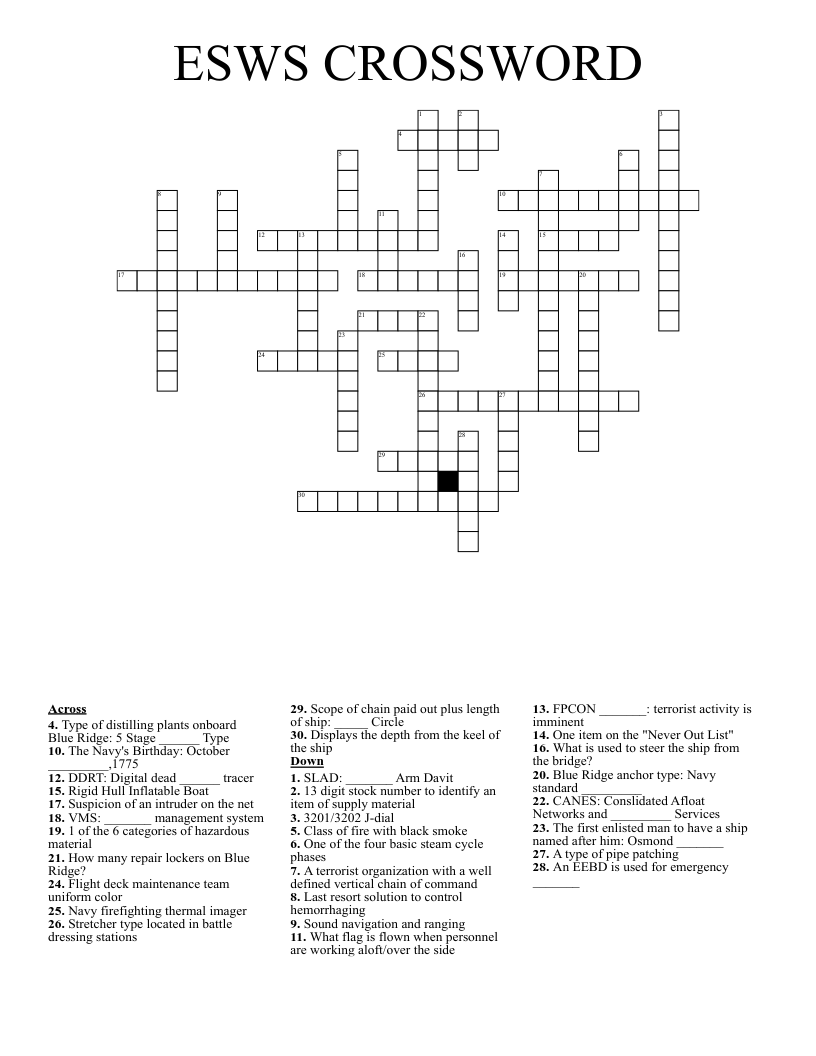 ESWS CROSSWORD