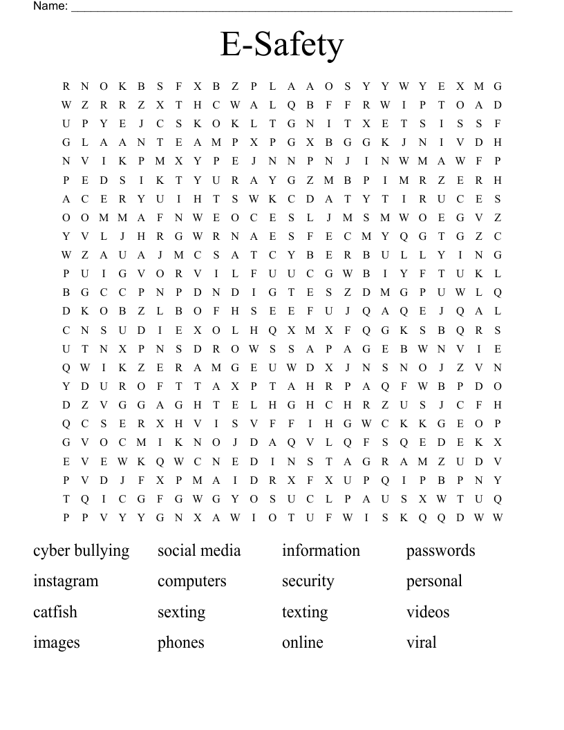 E-Safety Word Search