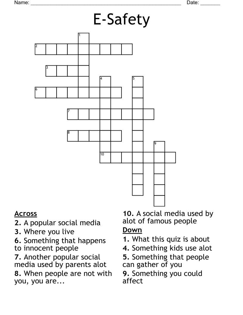 E-Safety Crossword