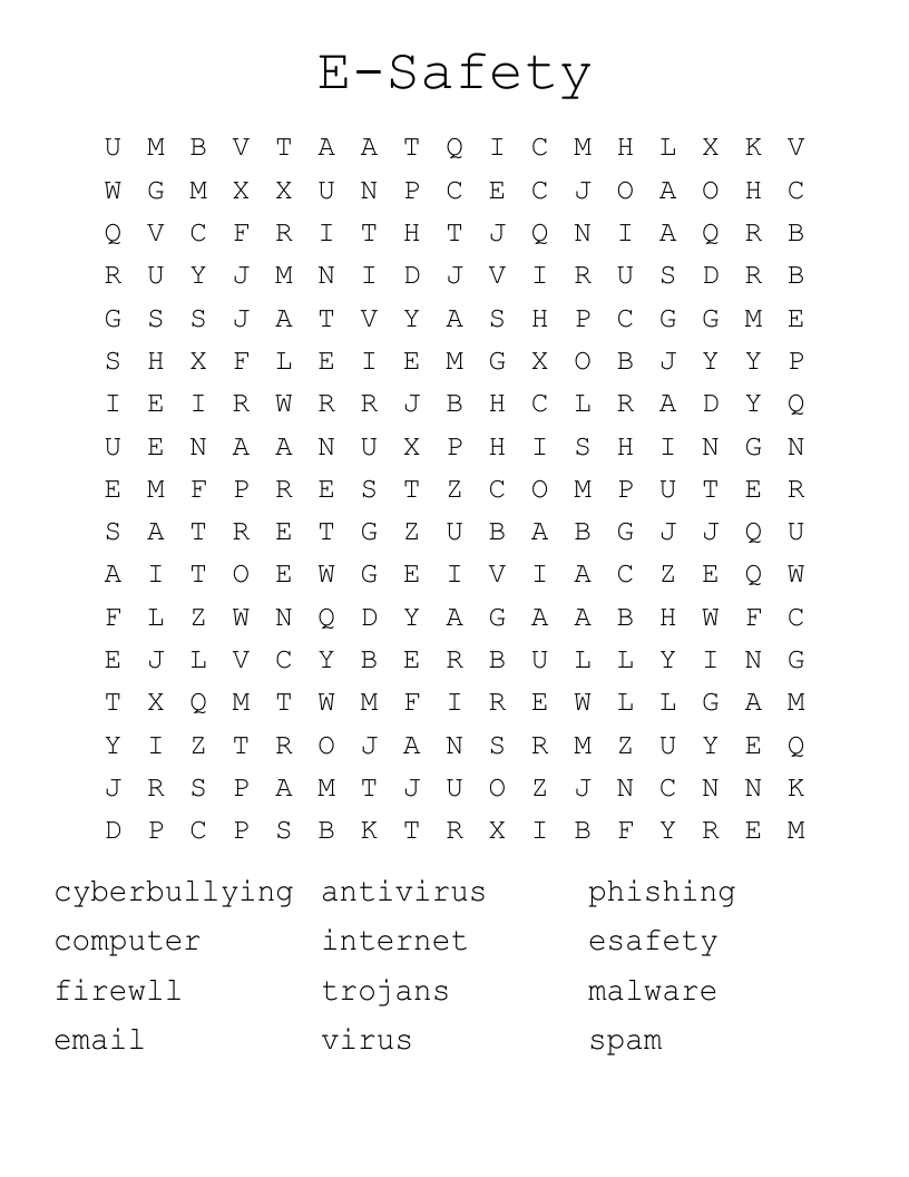 E-Safety Word Search