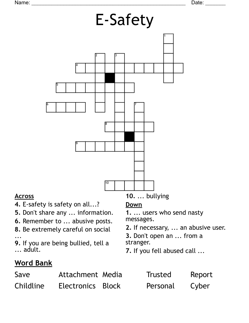 E-Safety Crossword