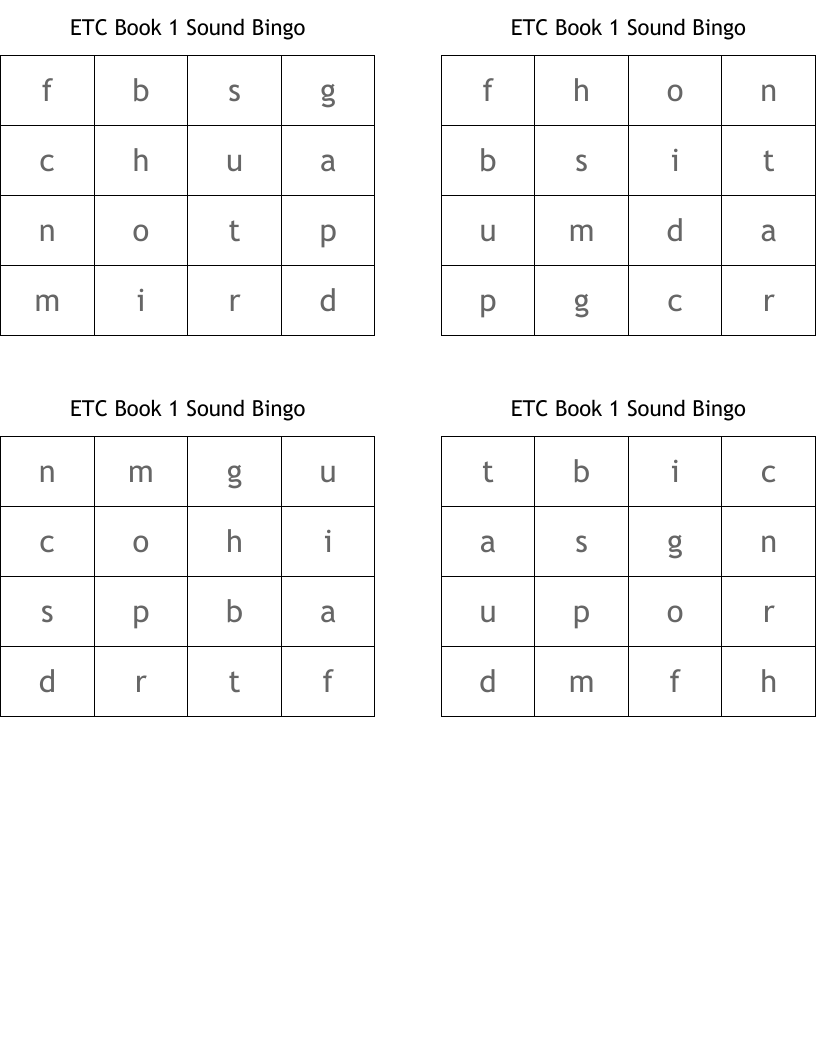 ETC Book 1 Sound Bingo