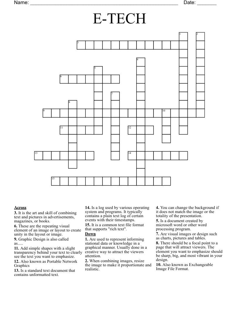E-TECH Crossword