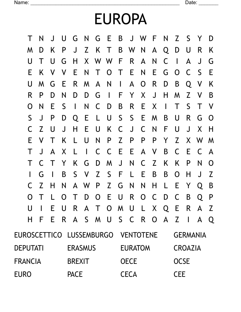 EUROPA Word Search