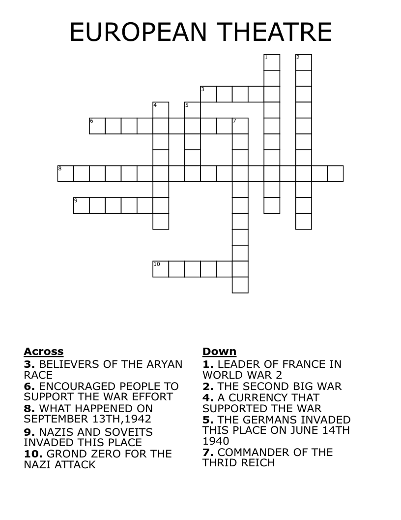 EUROPEAN THEATRE Crossword