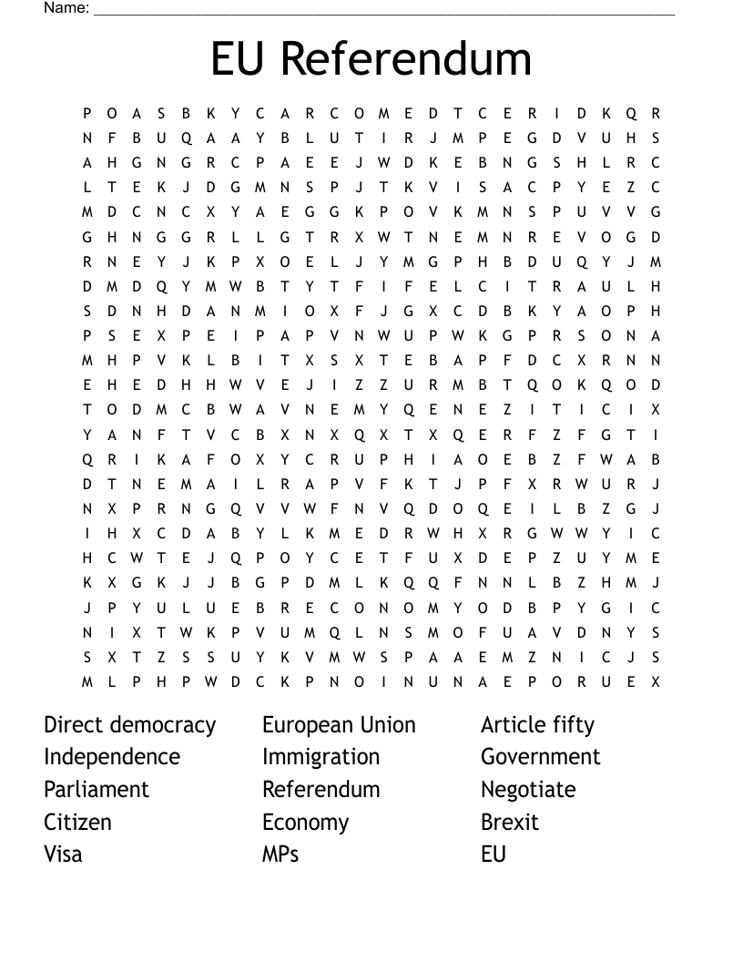 EU Referendum  Word Search