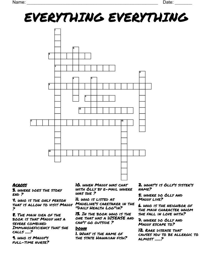 EVERYTHING EVERYTHING  Crossword