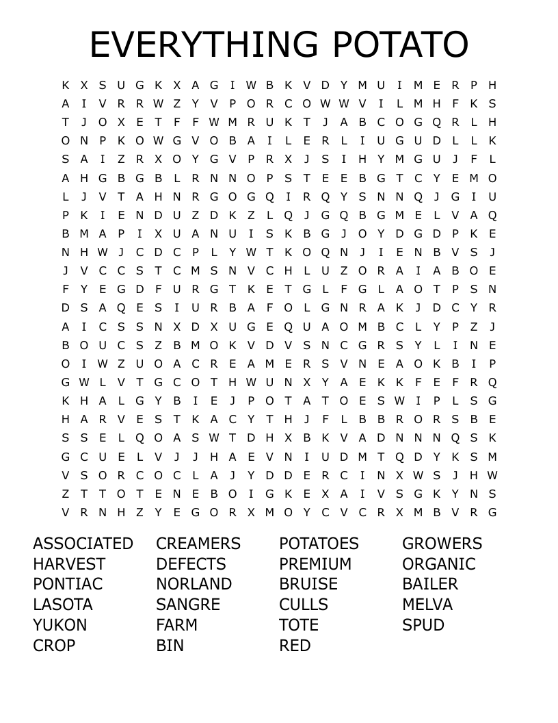 EVERYTHING POTATO Word Search