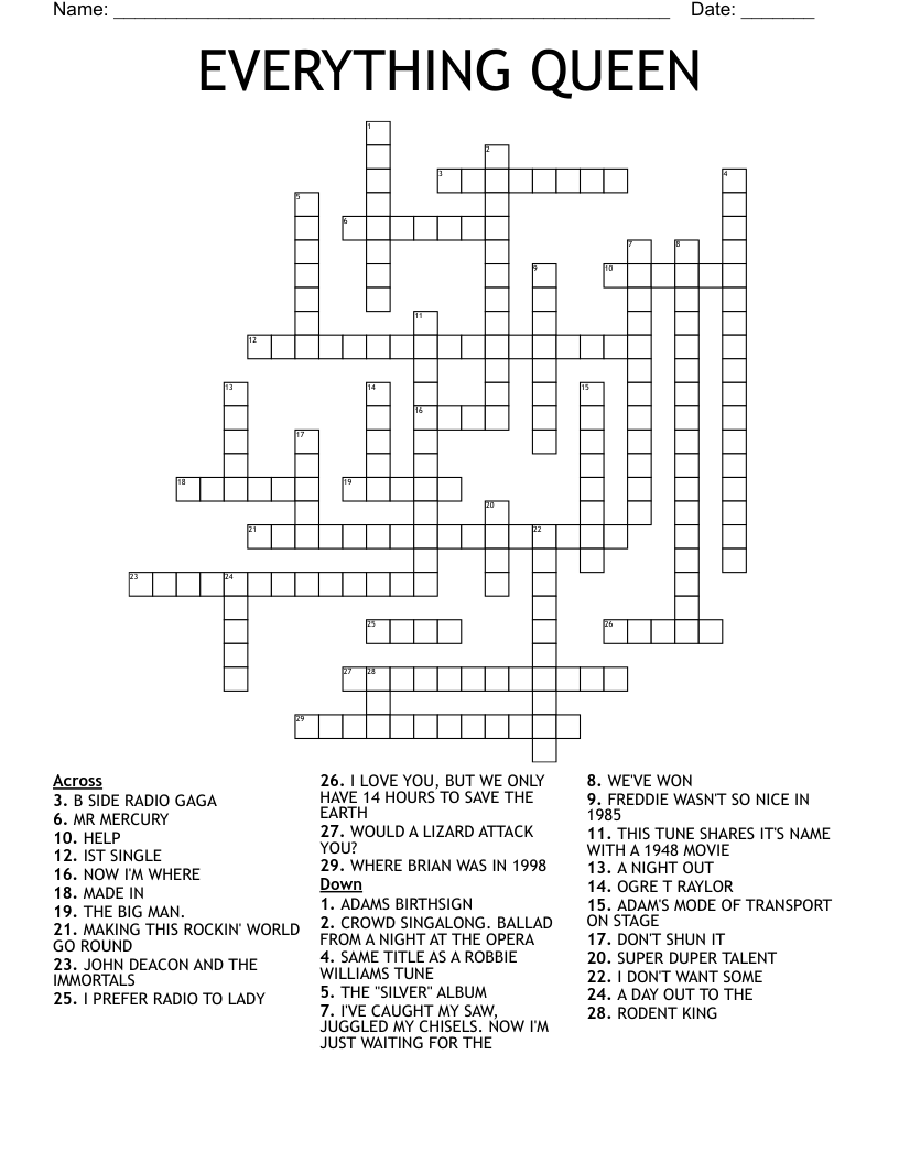 EVERYTHING QUEEN Crossword