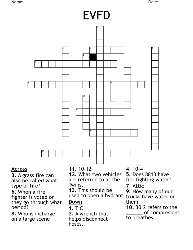 EVFD Crossword