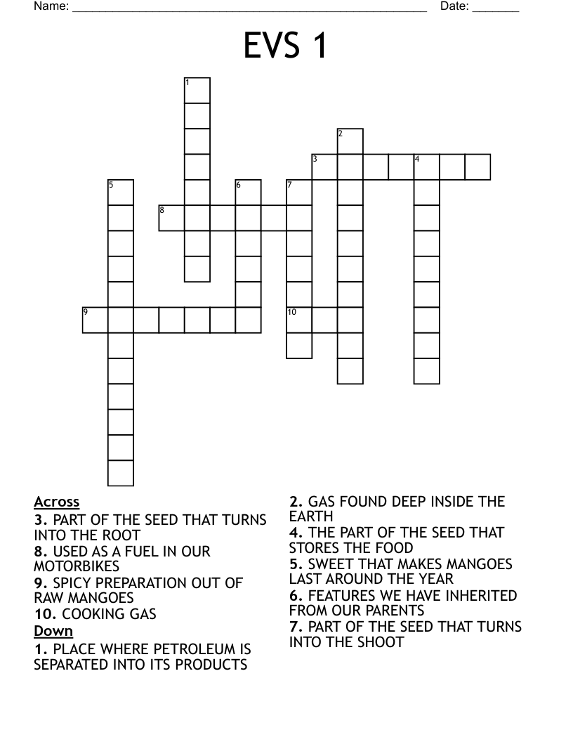 EVS 1 Crossword
