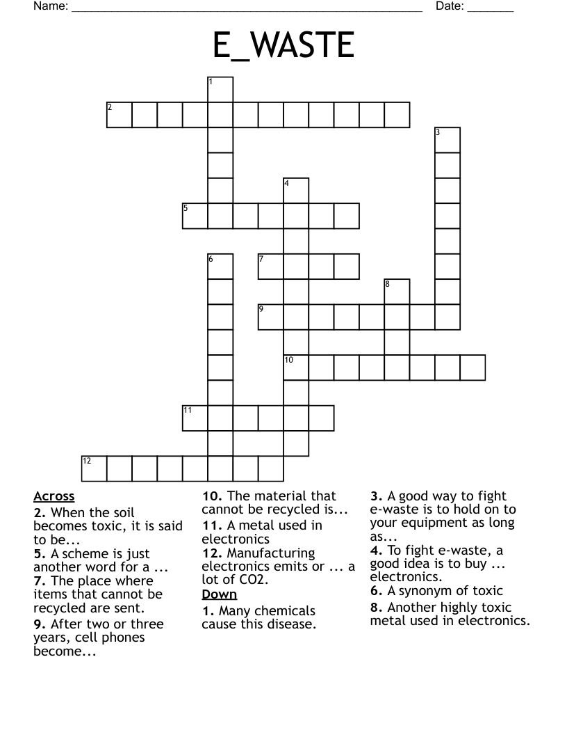 E_WASTE Crossword