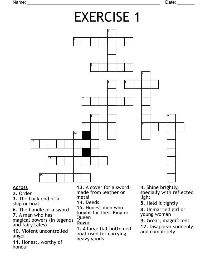 EXERCISE 1 Crossword