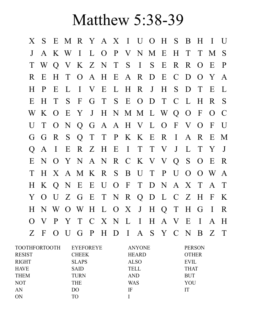 Matthew 5:38-39 Word Search