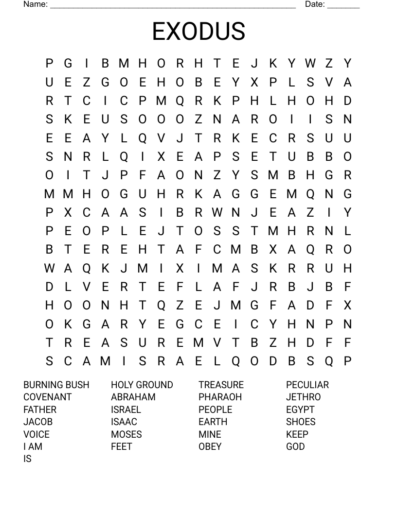 EXODUS Word Search