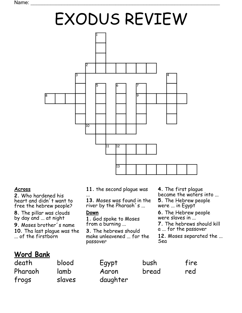 EXODUS REVIEW Crossword