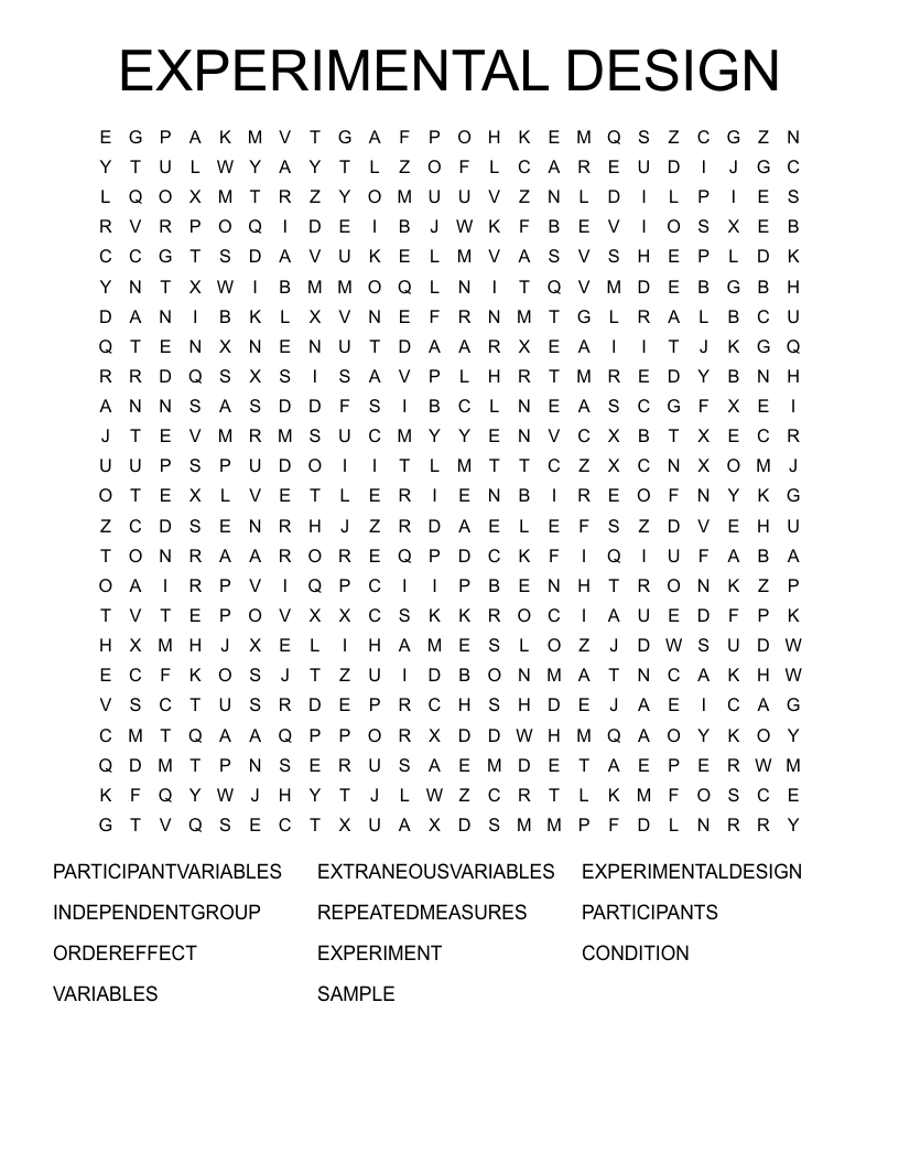 EXPERIMENTAL DESIGN Word Search