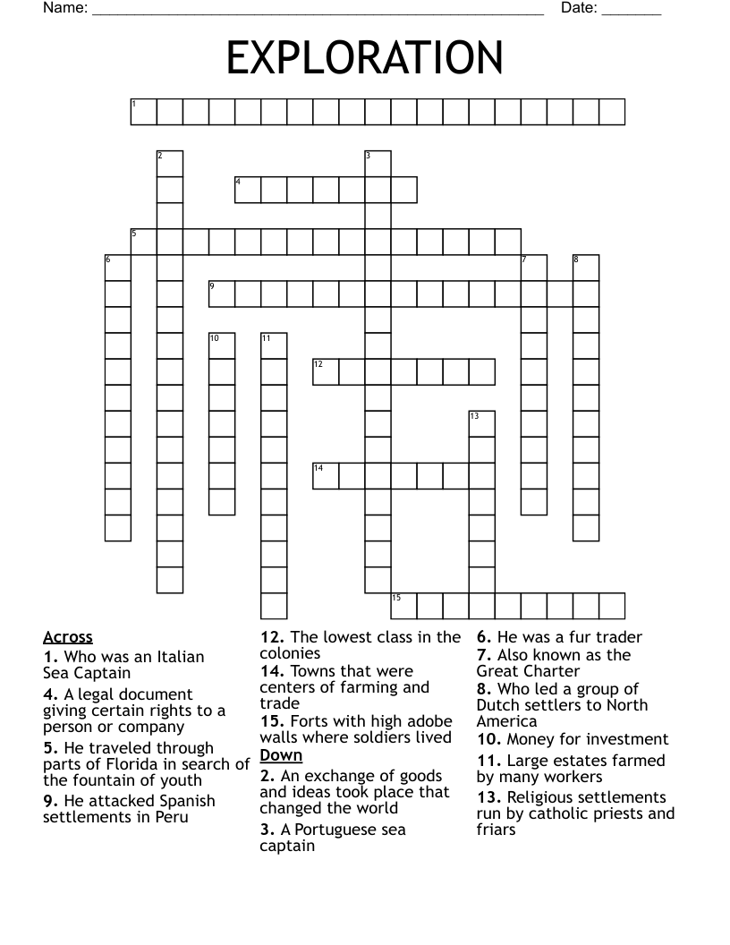 EXPLORATION Crossword