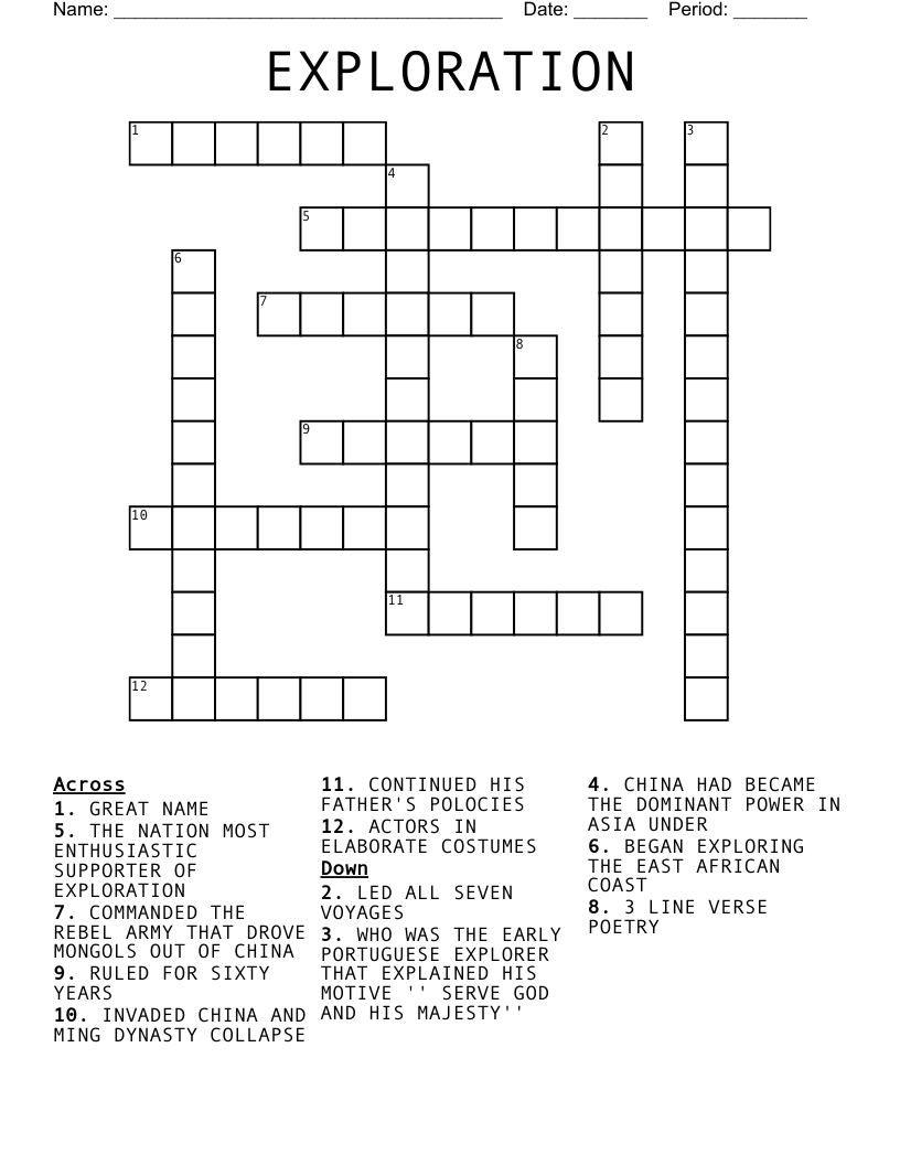 EXPLORATION Crossword
