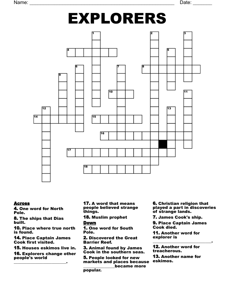 EXPLORERS Crossword