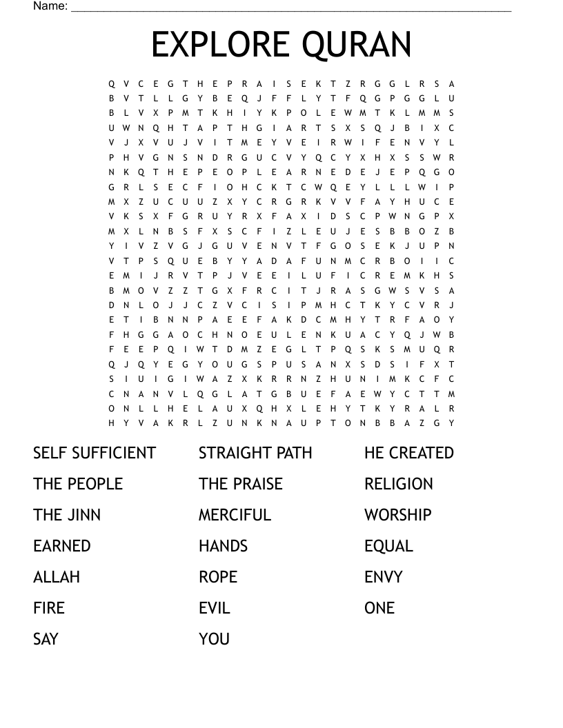 EXPLORE QURAN Word Search